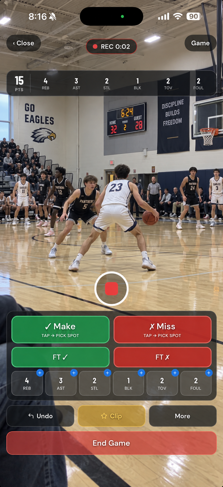 Filming a game while tracking stats in Camera Mode